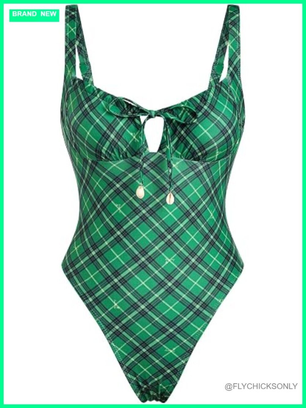 Gingham Tie Around Criss Cross Backless Plunging Neck One-Piece Swimsuit